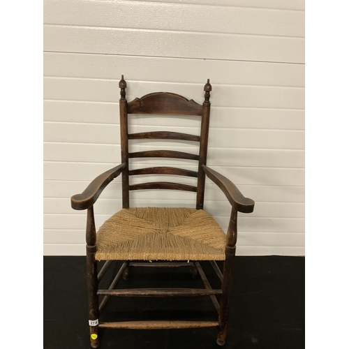 274 - VICTORIAN OAK FARMHOUSE ARMCHAIR WITH WOVEN SEAT