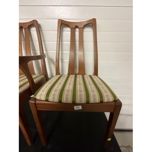 277 - SET OF 8 RETRO TEAK DINING CHAIRS LABELLED NATHAN WITH UPHOLSTERED SEATS TO INCLUDE 6 DINERS AND 2 C... 