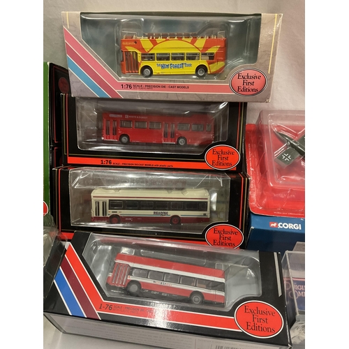 282 - BOX OF BOXED MODEL LORRIES, BUSES, AEROPLANES ETC