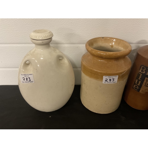 283 - 7 EARTHENWARE JARS AND BOTTLES