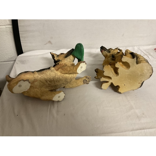 291 - 2 RESIN ALSATION DOG ORNAMENTS A/F