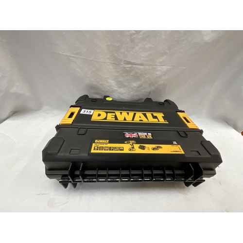 315 - DEWALT 18V TWIN BATTERY RECHARGEABLE DRILL AS NEW