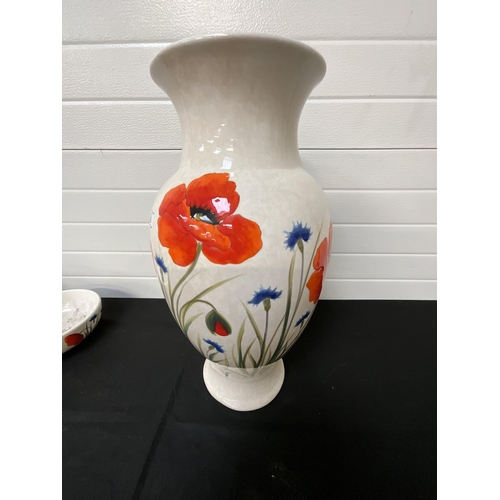 316 - LARGE POTTERY VASE DECORATED WITH FLOWERS H 23