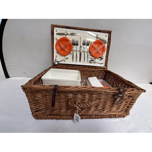 318 - WICKER PICNIC BASKET & CONTENTS