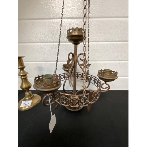 321 - BRASS CHANDELIER H 28