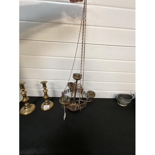 321 - BRASS CHANDELIER H 28