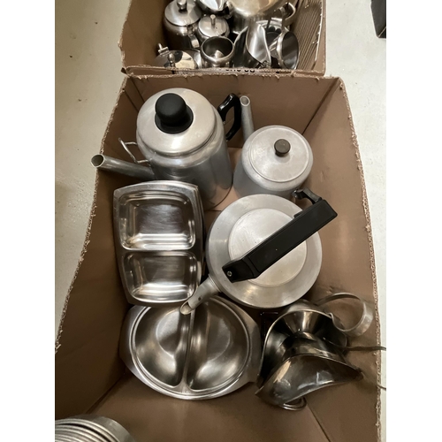 340 - 3 BOXES OF SAUCEPANS, CATERING ITEMS ETC