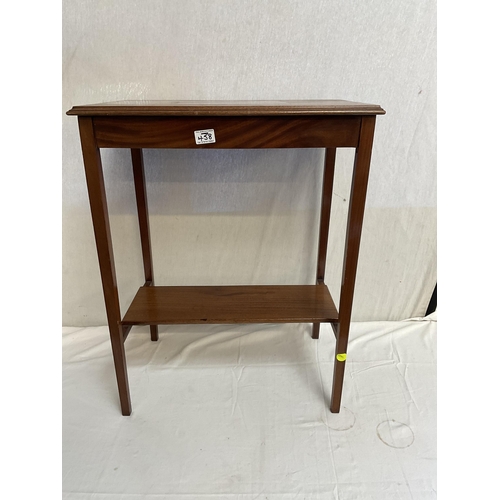 458 - VINTAGE MAHOGANY WINDOW TABLE WITH STRETCHERED BASE H 30