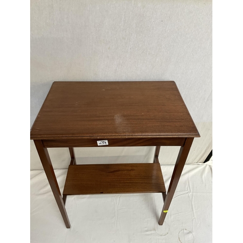 458 - VINTAGE MAHOGANY WINDOW TABLE WITH STRETCHERED BASE H 30