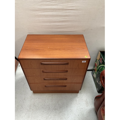 467 - VINTAGE TEAK DRAWER BEDROOM CHEST BADGED G PLAN H 30