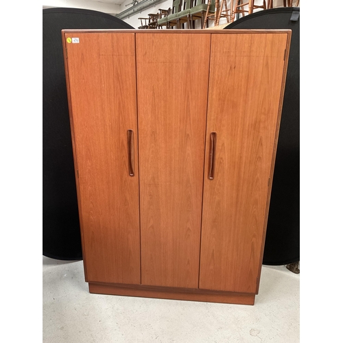 473 - VINTAGE TEAK TRIPLE WARDROBE WITH CANTILEVER DOORS BADGED G PLAN H 69