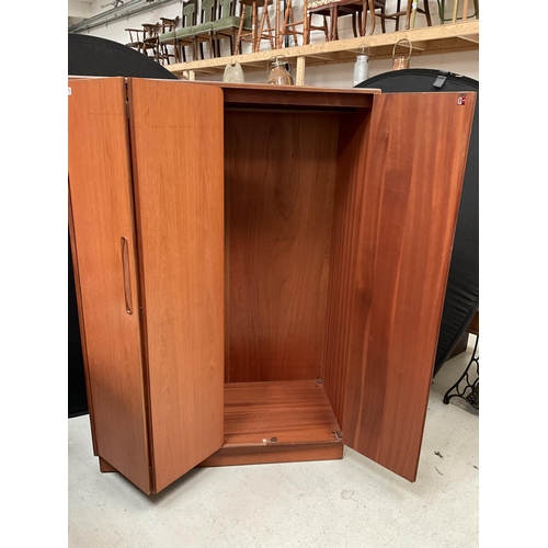 473 - VINTAGE TEAK TRIPLE WARDROBE WITH CANTILEVER DOORS BADGED G PLAN H 69