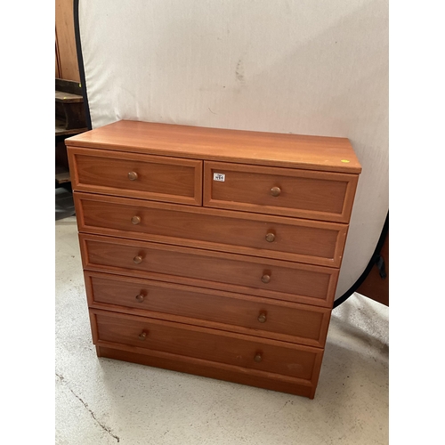 484 - VINTAGE TEAK 2 OVER 4 BEDROOM CHEST H 41