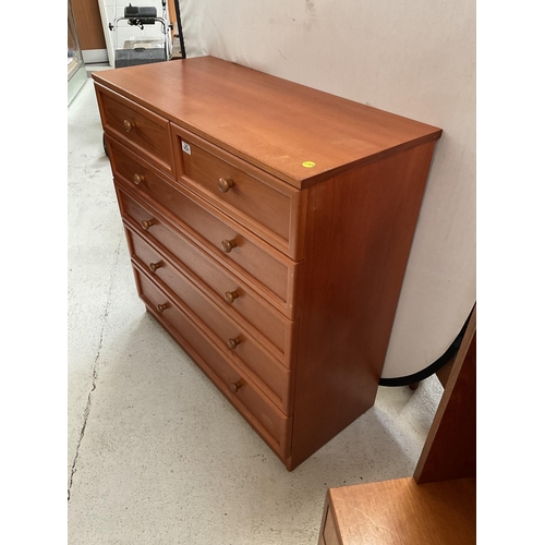 484 - VINTAGE TEAK 2 OVER 4 BEDROOM CHEST H 41