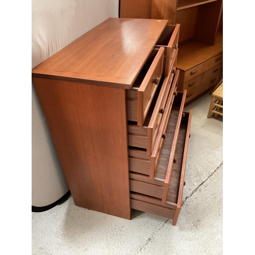 484 - VINTAGE TEAK 2 OVER 4 BEDROOM CHEST H 41