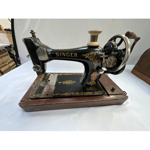 10 - VINTAGE SINGER CASED HAND SEWING MACHINE