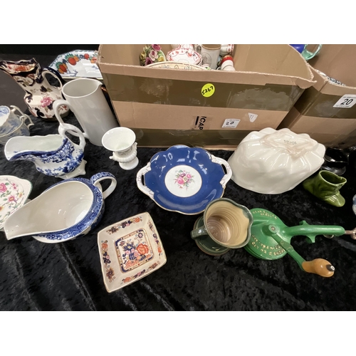 20 - 3 BOXES OF CHINA, KITCHENWARE ETC