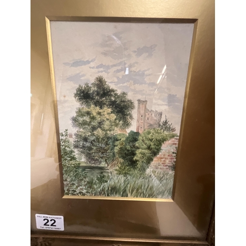 22 - 4 FRAMED WATERCOLOURS LARGEST 14