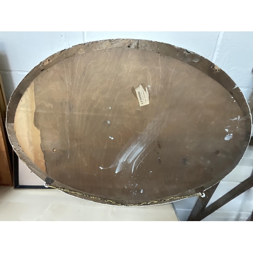 33 - VICTORIAN PAINTED OVAL MIRROR 22 X 33