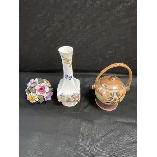 43 - BOX OF CHINA AND GLASS ETC, TALLEST GLASS VASE IS 9