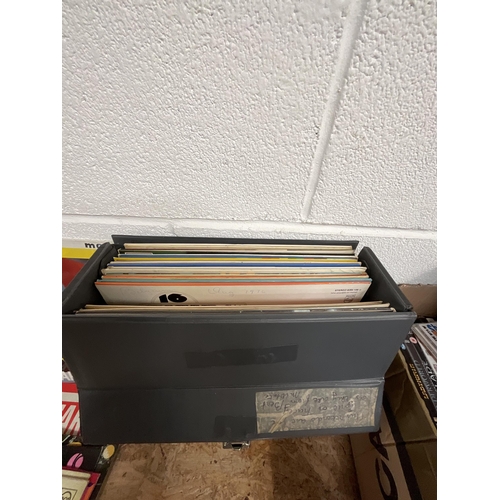 56 - 3 BOXES OF LPS BOOKS DVD'S ETC