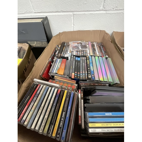 56 - 3 BOXES OF LPS BOOKS DVD'S ETC