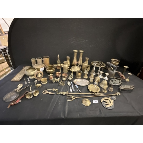 138 - BOX OF BRASSWARE