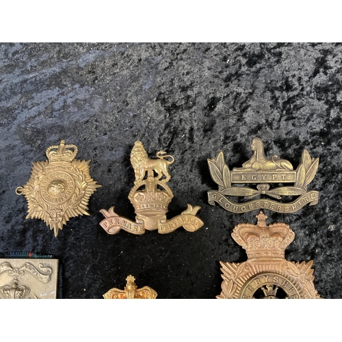 156 - QTY OF MILITARY HELMET BADGES ETC