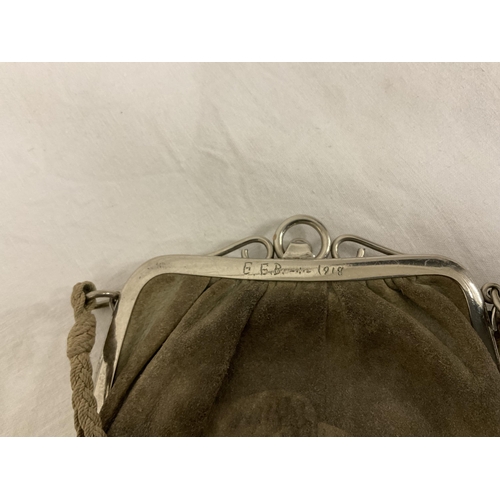 233 - VINTAGE LADIES PURSE DATED 1918, RONSON LIGHTER, PLATED CUTLERY ETC