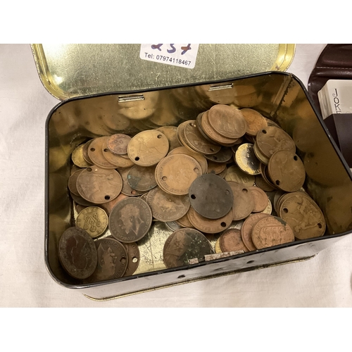 237 - 2 TINS OF COINAGE, STAMPS ETC