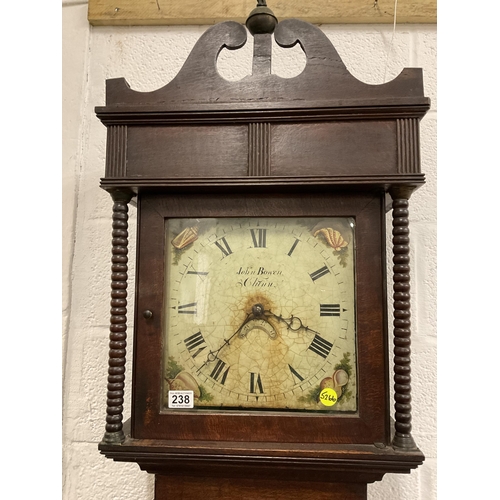 238 - VICTORIAN 30 HOUR OAK CASED GRANDFATHER CLOCK A/F 84