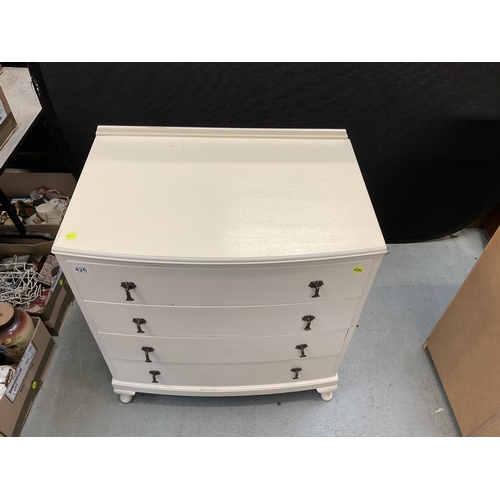 426 - VINTAGE PAINTED 4 DRAWER BOW FRONT CHEST ON CABRIOLE FEET H35