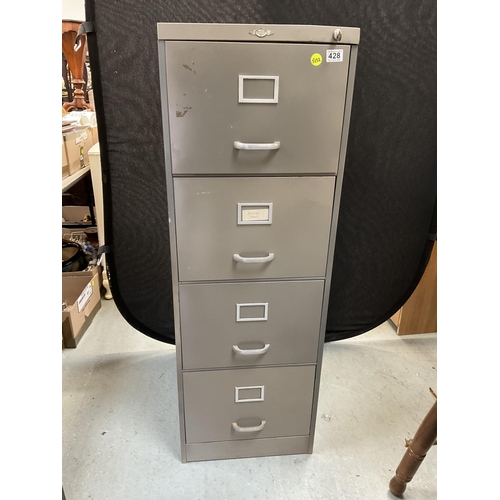 428 - METAL 4 DRAWER FILING CABINET WITH KEY