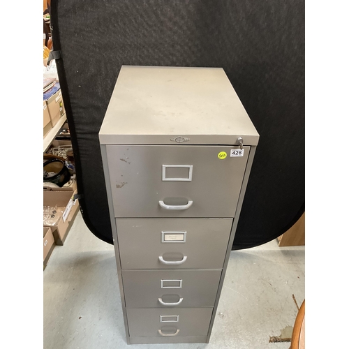 428 - METAL 4 DRAWER FILING CABINET WITH KEY