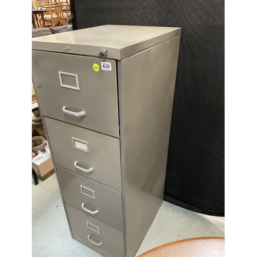 428 - METAL 4 DRAWER FILING CABINET WITH KEY