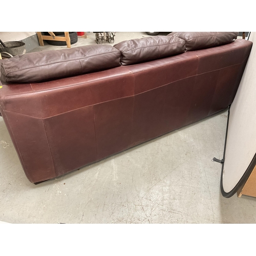 433 - BROWN LEATHER 3 SEATER SOFA