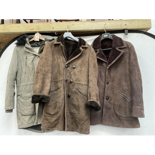 439 - 2 SHEEPSKIN COATS AND LADIES PARKA