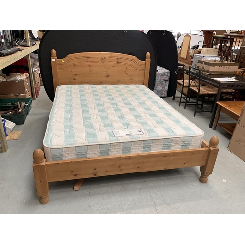 441 - SOLID PINE 5FT DOUBLE BEDFRAME COMPLETE WITH MATTRESS