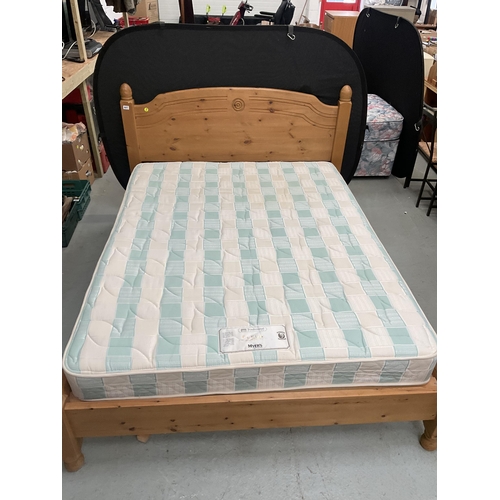 441 - SOLID PINE 5FT DOUBLE BEDFRAME COMPLETE WITH MATTRESS