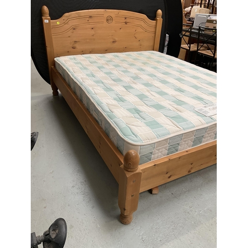 441 - SOLID PINE 5FT DOUBLE BEDFRAME COMPLETE WITH MATTRESS