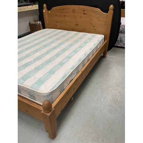 441 - SOLID PINE 5FT DOUBLE BEDFRAME COMPLETE WITH MATTRESS