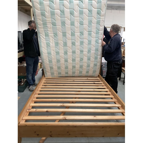 441 - SOLID PINE 5FT DOUBLE BEDFRAME COMPLETE WITH MATTRESS