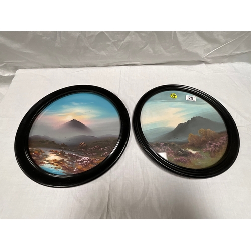 25 - PAIR OF CIRCULAR HIGHLAND SCENE OILS (ITEM 32)