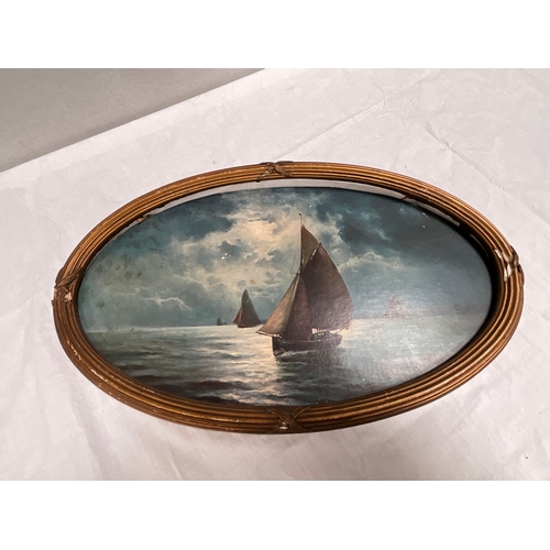 37 - PAIR OF OVAL SEA SCAPES AND 3 FRAMED PRINTS (ITEM 14,20,23,26) - LARGEST 22