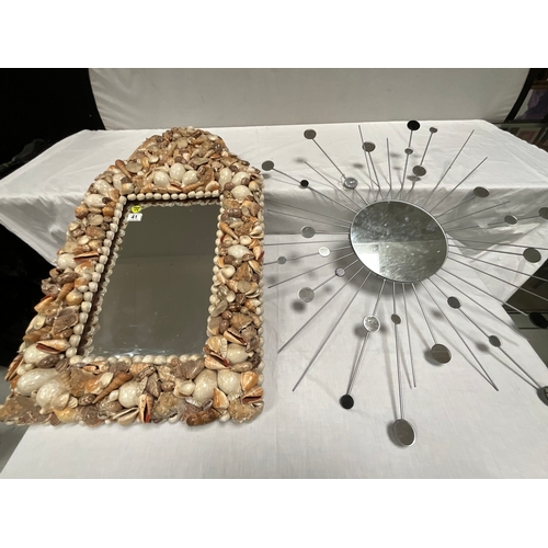 41 - DECORATIVE SHELL FRAMED WALL MIRROR 36