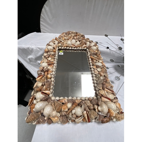 41 - DECORATIVE SHELL FRAMED WALL MIRROR 36