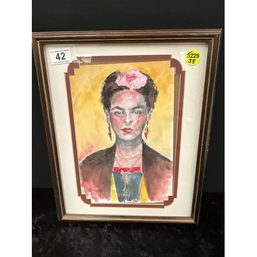 42 - FRAMED WATERCOLOUR PORTRAIT SIGNED TO CORNER (ITEM 38) 16