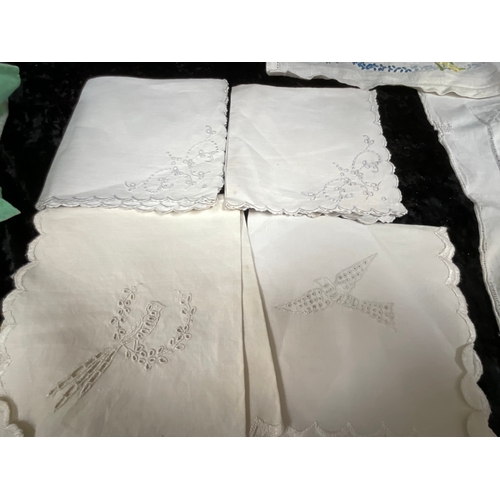 50 - 3 BOXES OF VINTAGE LINEN AND LACE AND EMBROIDERED ITEMS (ITEM 4,5)