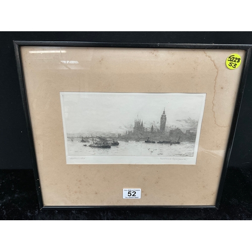 52 - FRAMED ETCHING WESTMINSTER SIGNED ROLAND LANGMAID (ITEM 53) 15