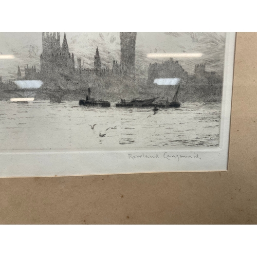 52 - FRAMED ETCHING WESTMINSTER SIGNED ROLAND LANGMAID (ITEM 53) 15